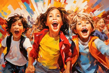 Children's Excitement - Generative AI - obrazy, fototapety, plakaty