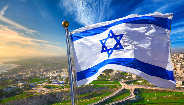 Flag of Israel waving on wind