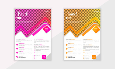 Flyer design template for travel 2023.