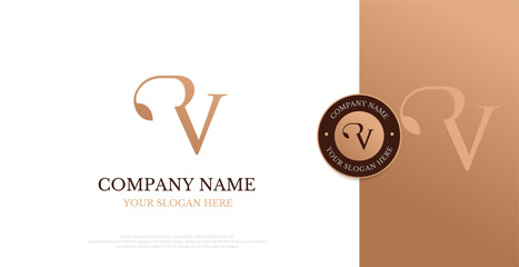 Initial RV Logo Design Vector 