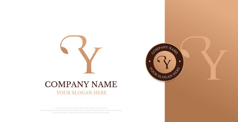 Initial RY Logo Design Vector  - obrazy, fototapety, plakaty