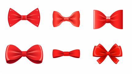 set of red bow on white background