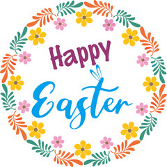 Happy Easter circular  banner on transparent background. Trendy Easter design with typography, Modern minimal style. High resolution for poster, greeting card, header and flyer for websites. PNG forma