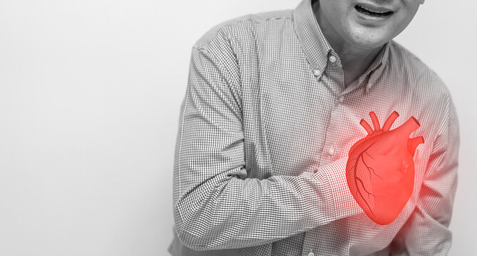 Senior Asian Adult Elderly Man With Chest Pain Suffering From Heart Attack, Health And Medical, Heart Health, Heart Attack, World Heart Day, Cardiovascular Disease.insurance And Hospital Concept