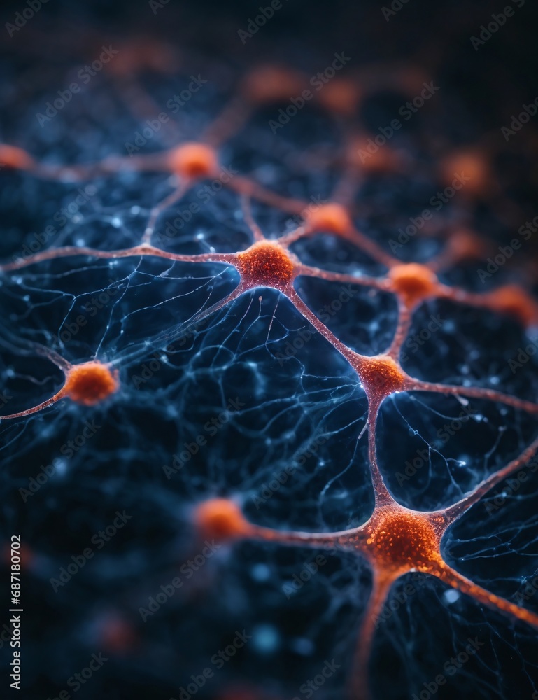 Wall mural a neuron net inside of brain, shimmering with a vibrant rainbow of colors