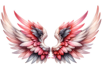 Pink Cupid wings llustration cut out transparent isolated on white background ,PNG file