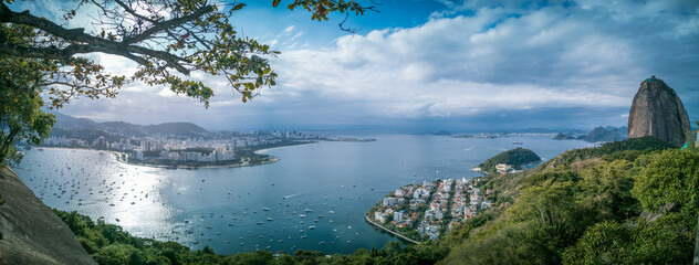 Aerial Panorama of Sugarloaf Mountain and Botafogo Bay, Rio