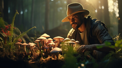 Mushroom Cultivator: A portrait of someone cultivating exotic or medicinal mushrooms, highlighting their expertise in mycology and sustainable farming practices.