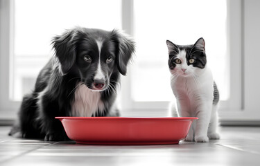 Dog and cat are best friends forever, food pet