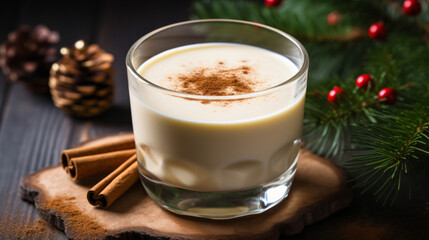Obraz na płótnie Canvas Eggnog with cinnamon for Christmas and winter