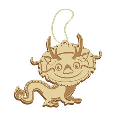 Cute dragon template for laser cut and engrave. Toy from plywood.  Chinese New Year Zodiac sign. Vector illustration.
