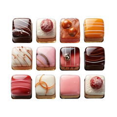 Top View of Petit Fours Isolated on Transparent or White Background, PNG