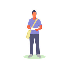 Male college student flat vector illustration.
