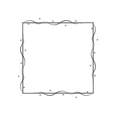 Abstract Black Simple Line Square With Leaf Leaves Frame Flowers Doodle Outline Element Vector Design Style Sketch Isolated Illustration For Wedding And Banner