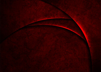 Dark red neon glowing grunge waves abstract background. Vector corporate design