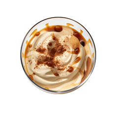 Top view of affogato in a bowl Isolated on Transparent or White Background, PNG
