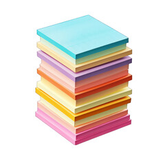 Stack of Sticky Notes Isolated on Transparent or White Background, PNG