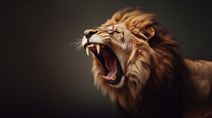 Lion Roaring Isolated on the Minimalist Background
