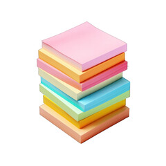 Stack of Sticky Notes Isolated on Transparent or White Background, PNG