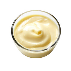 Top View of Vanilla Custard Isolated on Transparent or White Background, PNG