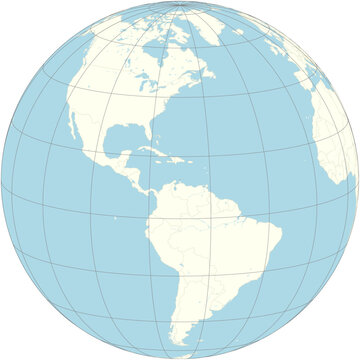 Aruba centered on the world map in an orthographic projection