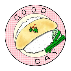 Omelet rice on the plate
