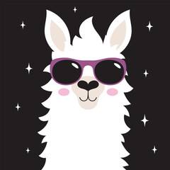 cute llama with sunglasses