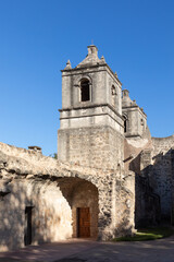 Fototapeta na wymiar view to mission conception at San Antonio mission trail, an Unesco world heritage site.