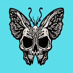 Skull Butterfly Vector Illustration