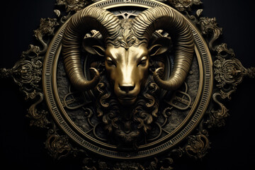 Fototapeta na wymiar Astrology Capricorn zodiac sign. Ram or mouflon horoscope
