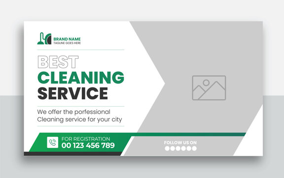 Cleaning service youtube thumbnail and web banner design template