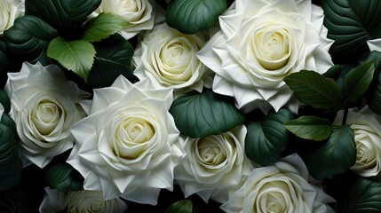 White Roses Green Leaves Meaning Pure, Background Image, Desktop Wallpaper Backgrounds, HD