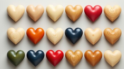 Wooden Hearts Isolated On White, Background Image, Desktop Wallpaper Backgrounds, HD