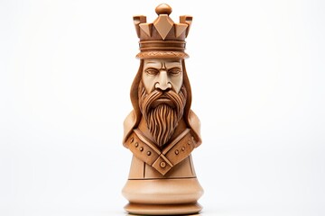 Chess Piece Bishop with human face Isolated on a White Background