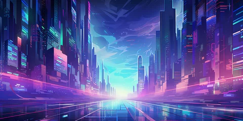 Keuken spatwand met foto Cyberpunk city background design background © Anthony