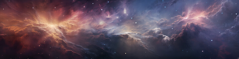 Mysterious Blue Nebula background, HD background, banner background,Purple tones - obrazy, fototapety, plakaty