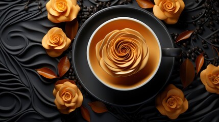 Rose Black Espresso Mug, Background Image, Desktop Wallpaper Backgrounds, HD