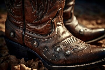 Close-up of leather cowboy boots