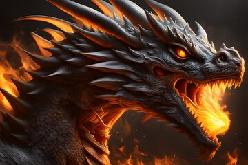 Dragon with fire in his mouth