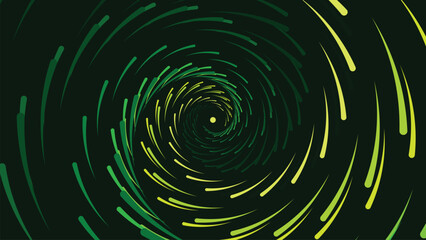 Abstarct green gradient spinning background in dark green color.