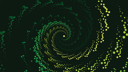 Abstarct green gradient spinning background in dark green color.
