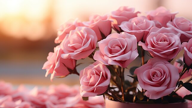 Pink Rose Bouquet Babys Breath, Background Image, Desktop Wallpaper Backgrounds, HD