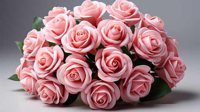 Pink Rose Bouquet On White Background, Background Image, Desktop Wallpaper Backgrounds, HD