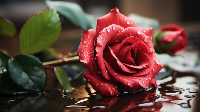 Red Rose On Shiny Background Valentines, Background Image, Desktop Wallpaper Backgrounds, HD