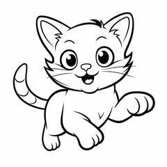 Simple coloring page for children of cute kitten cat