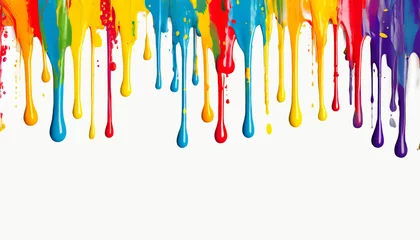 Foto op Plexiglas colorful paint dripping down on white background © Mariusz Blach