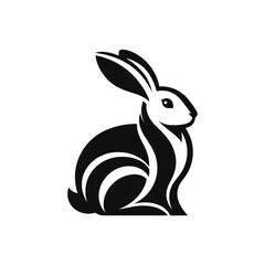 Bunny vector silhouette illustration, black
