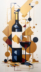 Abstract Wine Geometric Artwork Digital Acrylic Painting Colorful Background Art Design
