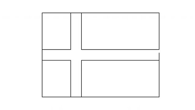 Danish flag sketch animation