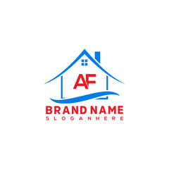 A F letter house logo design vector template. Initial letter A F real estate logo